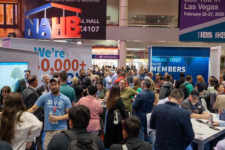 Crowd networking at the 2024 IBS NAHB Headquarters booth
