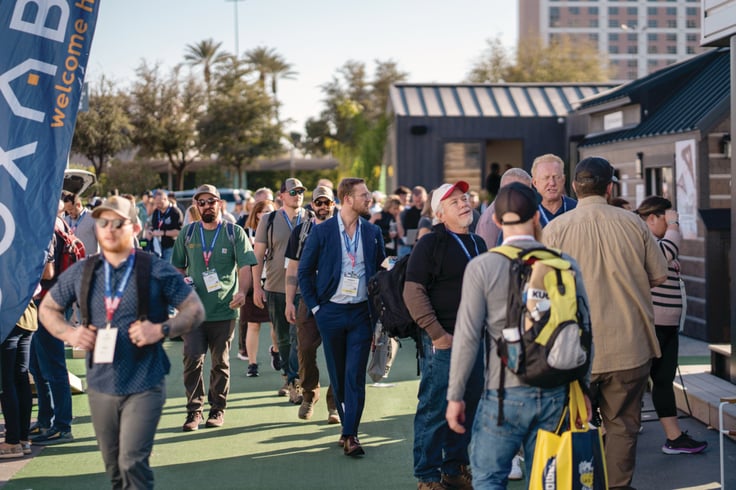 Attendees at the outdoor exhibits